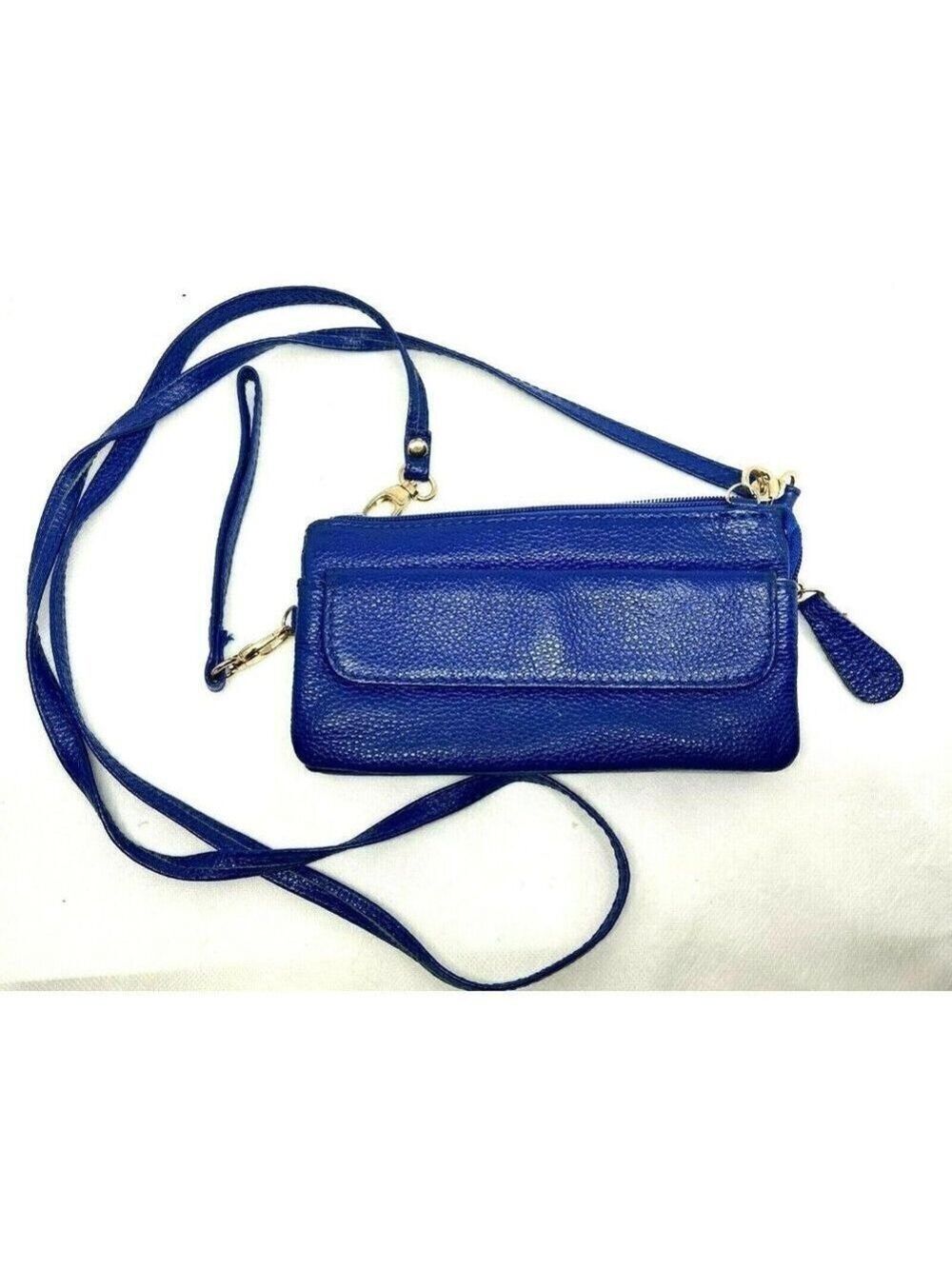 Women's Small Faux Leather Crossbody Bag / Wristlet in Blue